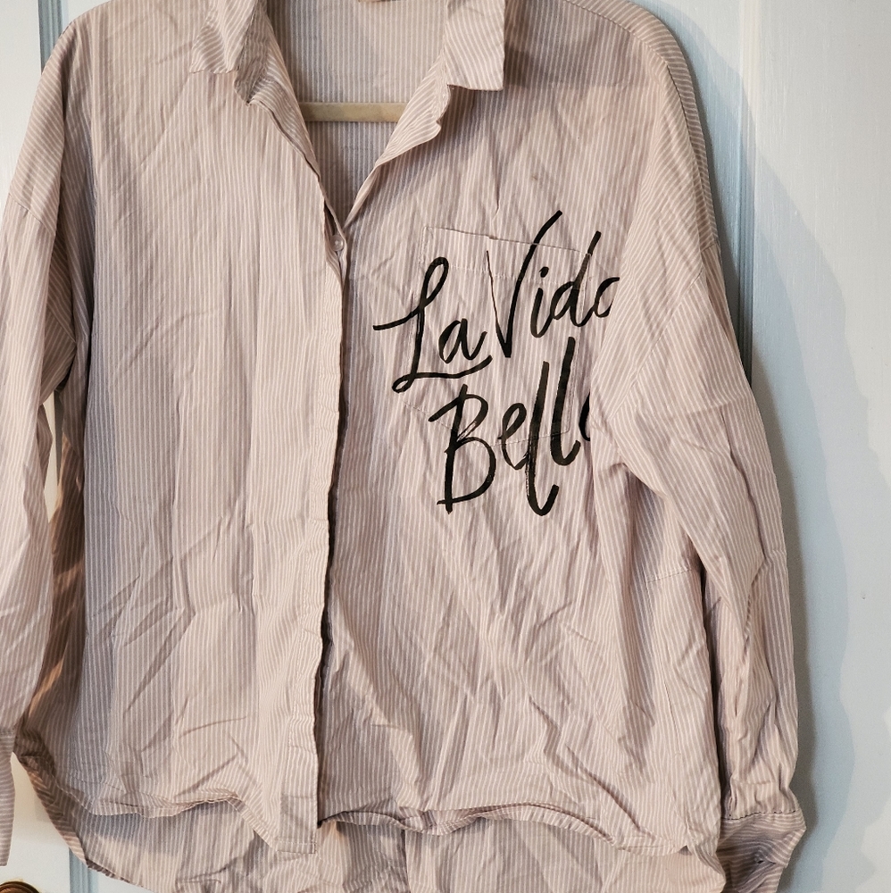 High Low La Vida Bella Butoon Down Shirt